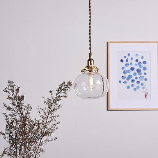 Lampe suspendue ovale élégante en laiton avec abat-jour en verre - Parfait pour un magasin de vêtements