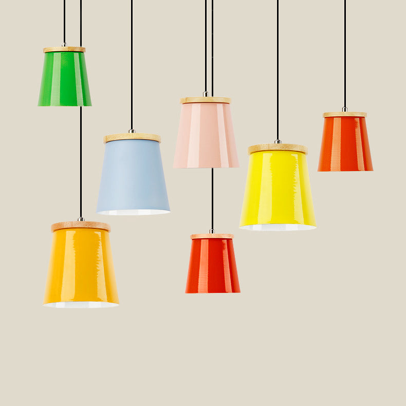 One-Light Modern Pendant Light In Sleek Metallic Bucket Design For Kitchen And Dining Room