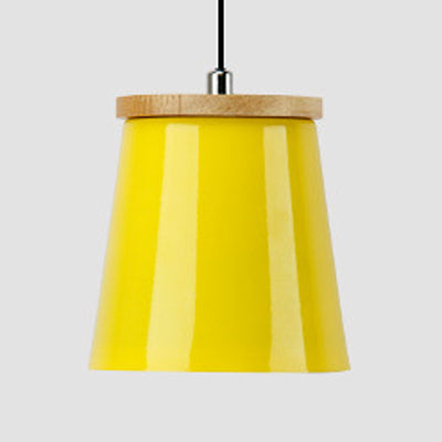 One-Light Modern Pendant Light In Sleek Metallic Bucket Design For Kitchen And Dining Room