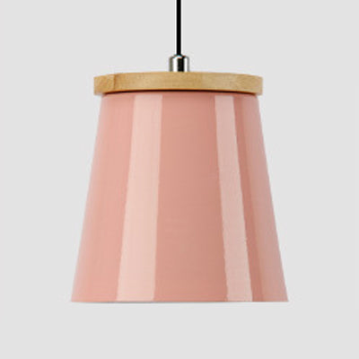 One-Light Modern Pendant Light In Sleek Metallic Bucket Design For Kitchen And Dining Room