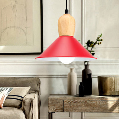 Aluminum Pyramid Ceiling Pendant Light - Bright-Colored Kindergarten Hanging Lamp