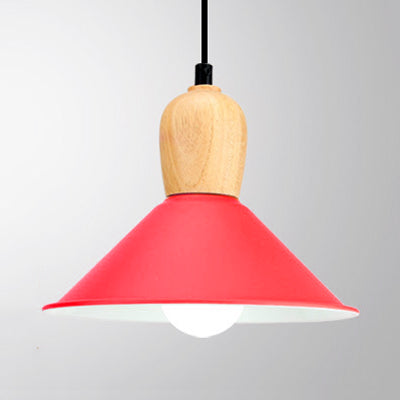 Kindergarten Pyramid Pendant Light - Aluminum Hanging Lamp, 1 Bright-Colored Light