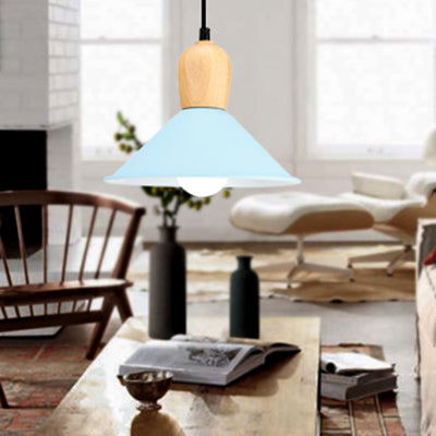 Aluminum Pyramid Ceiling Pendant Light - Bright-Colored Kindergarten Hanging Lamp