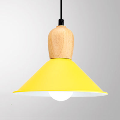 Kindergarten Pyramid Pendant Light - Aluminum Hanging Lamp, 1 Bright-Colored Light