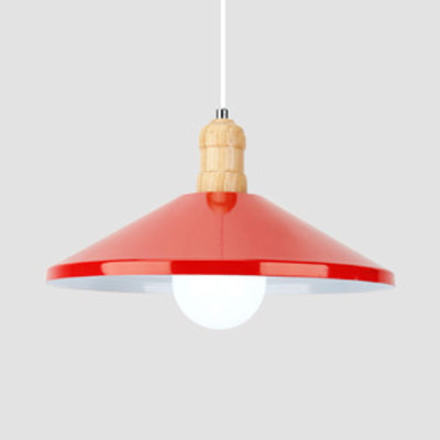 Contemporary Metal Coolie Pendant Light Ideal For Kitchen Or Dining Room Décor Red