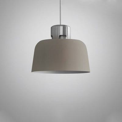 Simple Gray Bucket Shade Pendant Lamp: 9"/10"/11.5"/14" Wide Ceiling Light for Dining Room with One Bulb