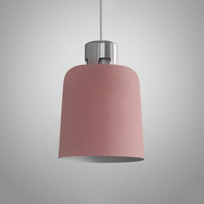 Nordic Pendant Lighting: Metal Bucket Shade Single Light In Blue/Green/Pink For Restaurant Dining