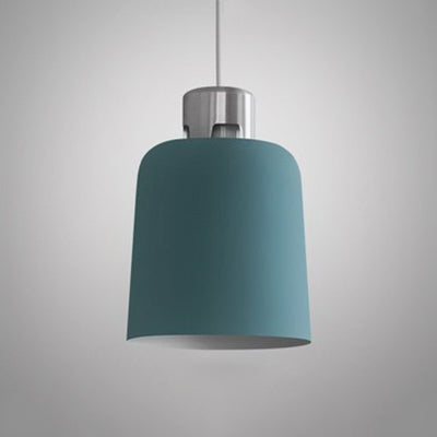 Nordic Pendant Lighting: Metal Bucket Shade Single Light In Blue/Green/Pink For Restaurant Dining