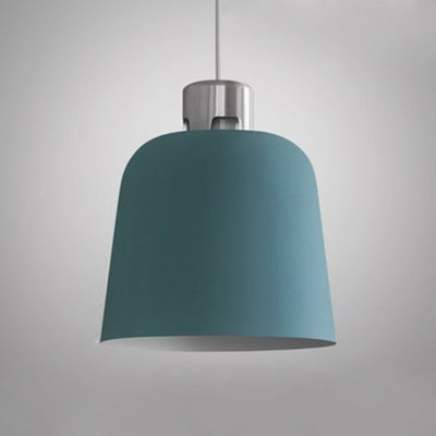 Nordic Pendant Lighting: Metal Bucket Shade Single Light In Blue/Green/Pink For Restaurant Dining