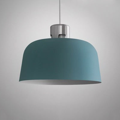 Nordic Pendant Lighting: Metal Bucket Shade Single Light In Blue/Green/Pink For Restaurant Dining