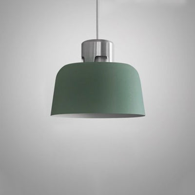 Nordic Pendant Lighting: Metal Bucket Shade Single Light In Blue/Green/Pink For Restaurant Dining
