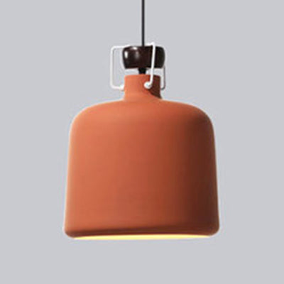 Metallic Jar Pendant Light - Nordic Style Hanging Lamp For Kitchen Dining Table Red
