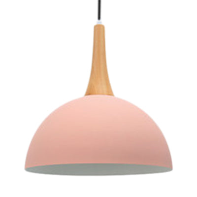 Macaron Aluminum Pendant Lamp With Single Bulb - Dark Blue/Light Blue/Pink Shade For Living Room