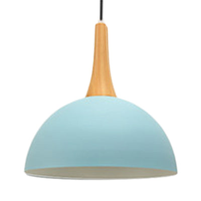 Macaron Aluminum Pendant Lamp With Single Bulb - Dark Blue/Light Blue/Pink Shade For Living Room