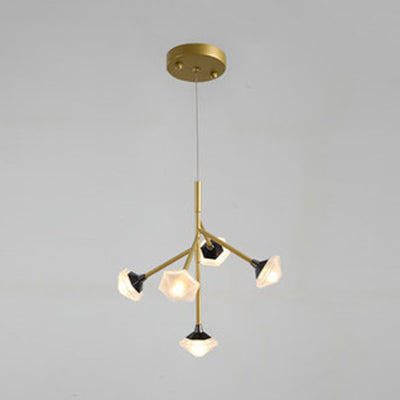 Modern Metal & Acrylic Pendant Chandelier With 5 Lights For Kitchen And Dining Room Gold