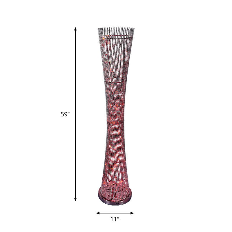 Silver Aluminum Canton Tower Led Floor Reading Lamp - Stylish Bedroom Light Décor