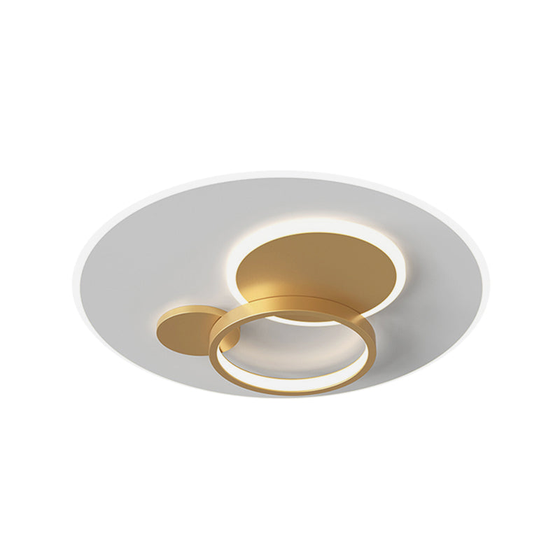 Circle Flush Mounted LED Light Fixture - 16"/19.5" Diameter, Simple Metal Design, Black/Gold Finish, Warm/White Illumination
