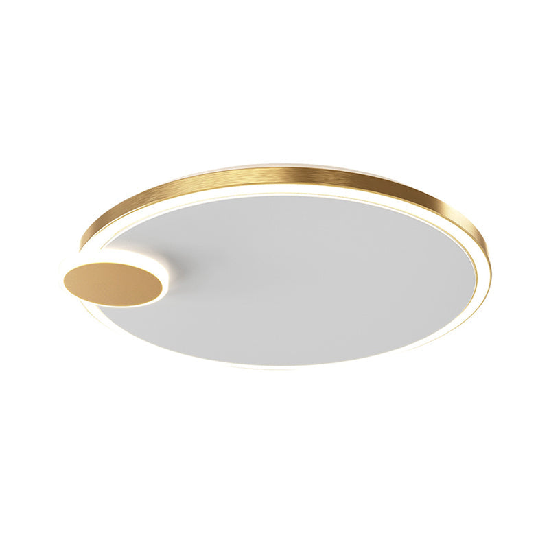 Round Metal Flush Lamp with LED in Black/Gold Finish | Warm/White Light | 16"/19.5" Diameter