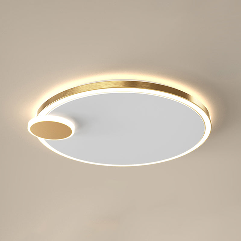 Round Metal Flush Lamp with LED in Black/Gold Finish | Warm/White Light | 16"/19.5" Diameter