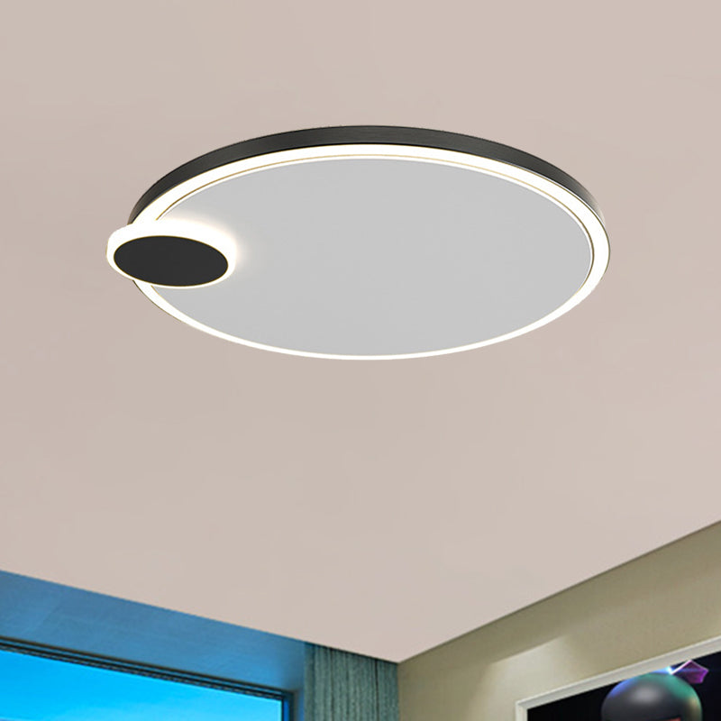 Round Metal Flush Lamp with LED in Black/Gold Finish | Warm/White Light | 16"/19.5" Diameter