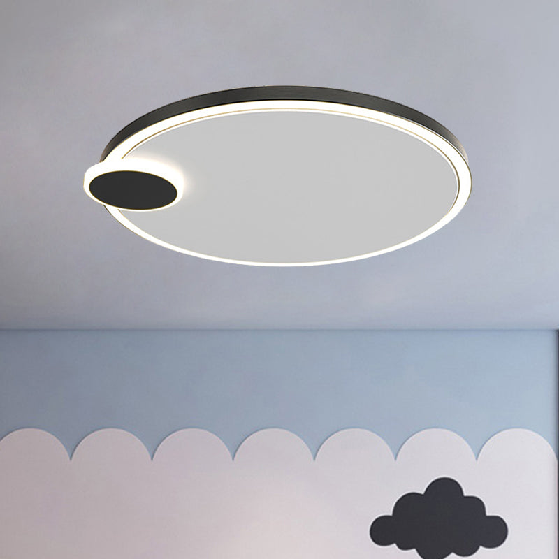 Round Metal Flush Lamp with LED in Black/Gold Finish | Warm/White Light | 16"/19.5" Diameter