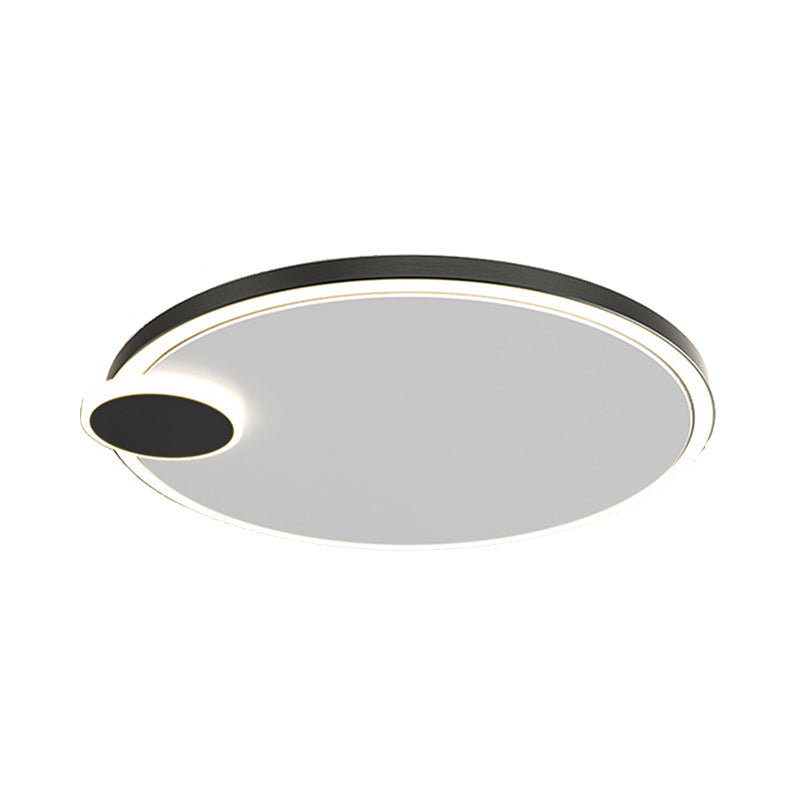 Round Metal Flush Lamp with LED in Black/Gold Finish | Warm/White Light | 16"/19.5" Diameter