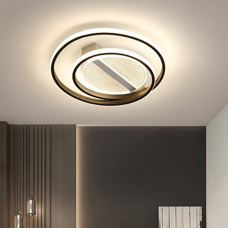 Simplicity Dual Ring Flush Mount LED Light - White & Gold, Warm/White, 16"/19.5" Width