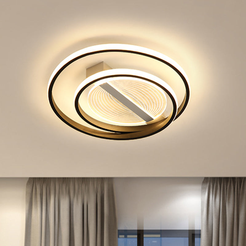 Simplicity Dual Ring Flush Mount LED Light - White & Gold, Warm/White, 16"/19.5" Width