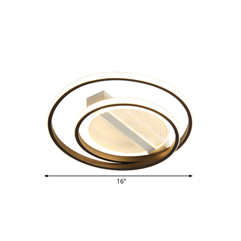 Simplicity Dual Ring Flush Mount LED Light - White & Gold, Warm/White, 16"/19.5" Width