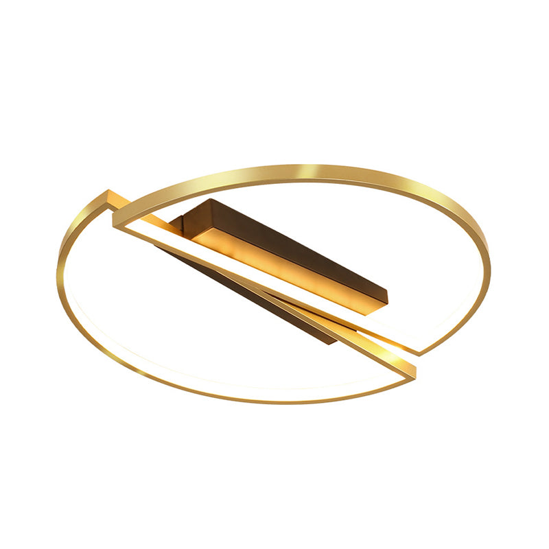 Gold Metallic LED Bedroom Flush Mount with Square/Round Frame and Warm/White Light