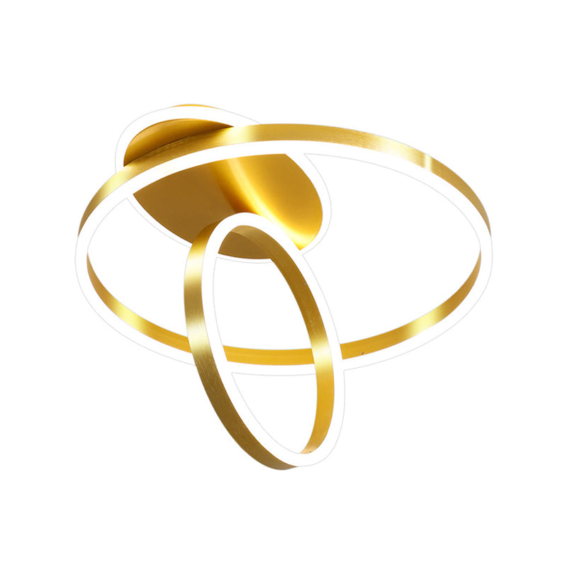 Minimalist Metallic Rings Flush Led Gold Ceiling Lamp - 18/21.5 W Warm/White Light