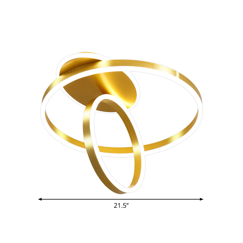 Minimalist Metallic Rings Flush LED Gold Ceiling Lamp - 18"/21.5" W - Warm/White Light