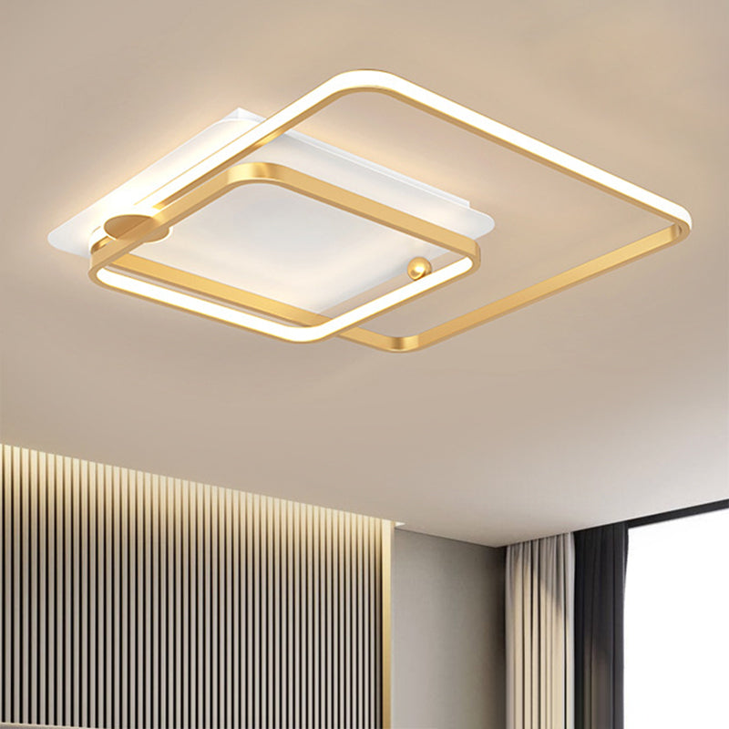Modern Rhombus Frame LED Flush Light in Black/Gold, 18"/21.5" Sizes, Warm/White Light Option