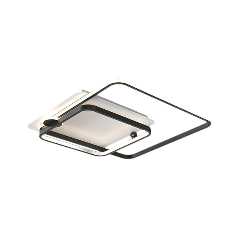 Modern Rhombus Frame Led Flush Light In Black/Gold 18/21.5 Sizes Warm/White Option