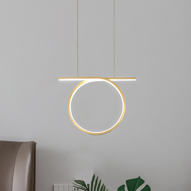 Nordic Style Gold LED Pendant Light for Dining Hall - Ring Suspension Lighting