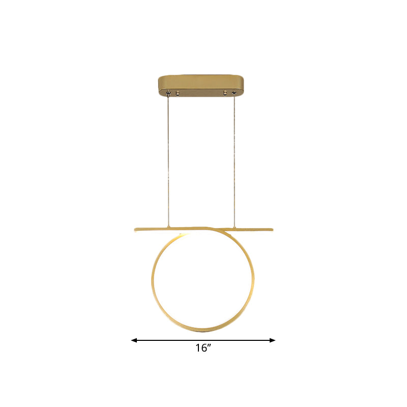 Nordic Style Gold LED Pendant Light for Dining Hall - Ring Suspension Lighting