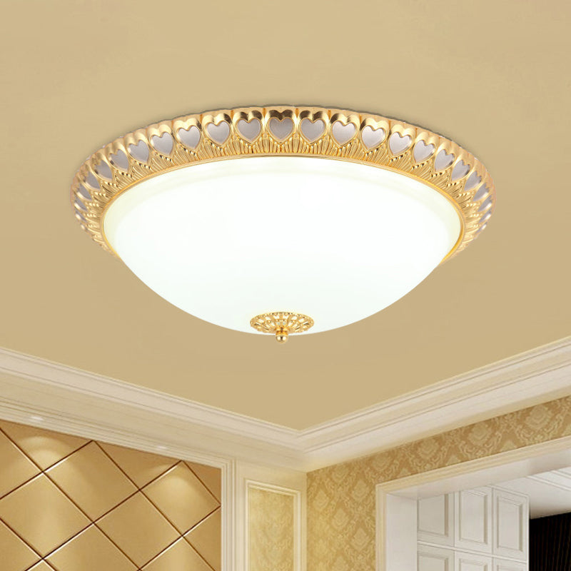 Opaline Glass LED Flush Light with Heart-Edged Dome Shade in Grey/Blue – Stylish Ceiling Mount Lamp for Bedrooms