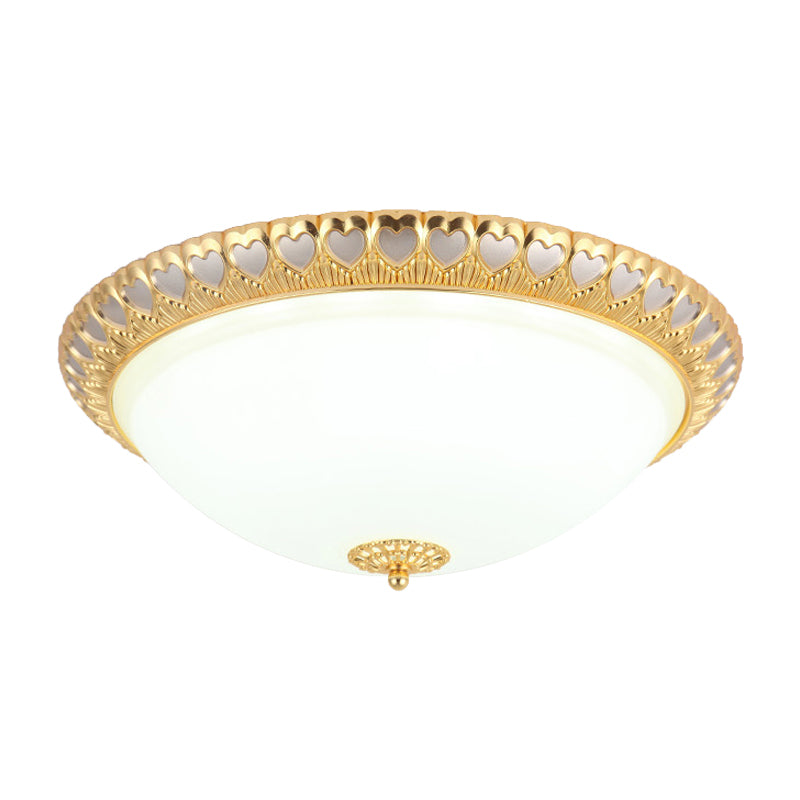 Opaline Glass LED Flush Light with Heart-Edged Dome Shade in Grey/Blue – Stylish Ceiling Mount Lamp for Bedrooms