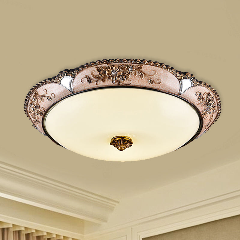 Retro Opal Glass Petals Flush Mounted Lamp - Brass Led Ceiling Lighting 14/19.5 Width / 14
