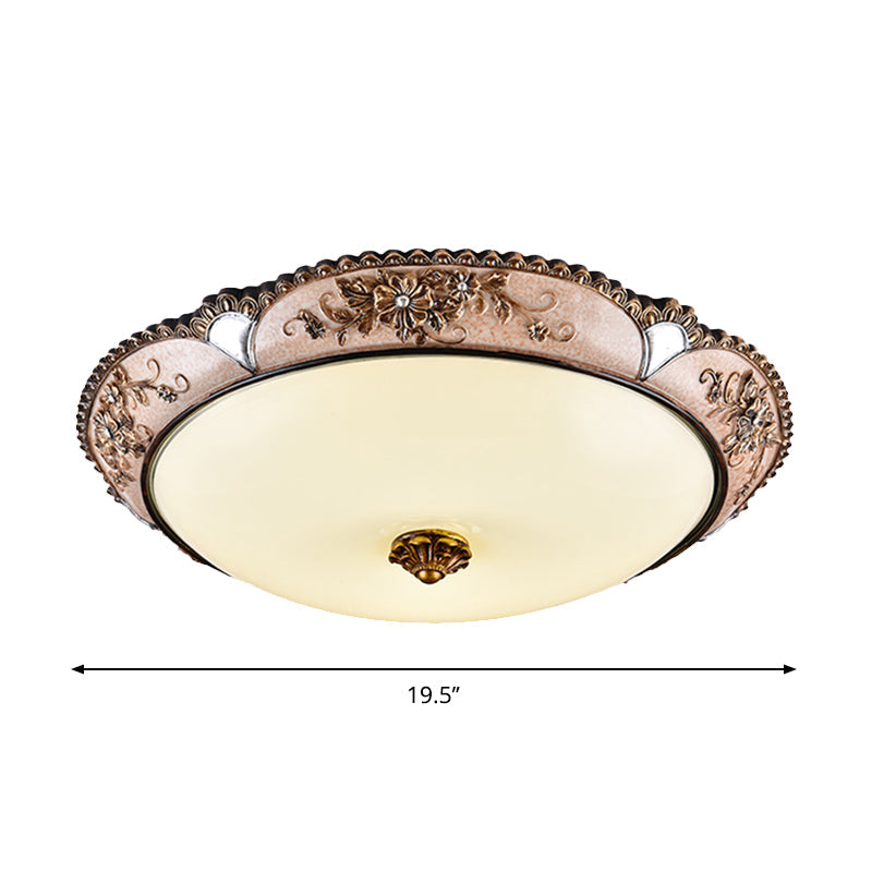 Retro Opal Glass Petals Flush Mounted Lamp - Brass Led Ceiling Lighting 14/19.5 Width
