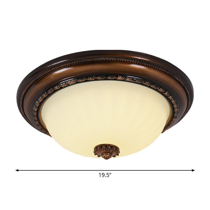 Milky Glass LED Cloche Flush Mount Ceiling Light in Brown - 14"/16"/19.5" Width