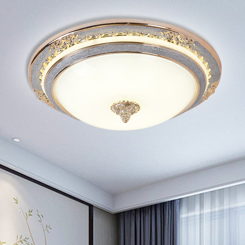 Sleek Glass Apricot Ceiling Lamp - LED Flush Mount Light, Bowl-Shape Simplicity - 14"/16"/19.5" Dia
