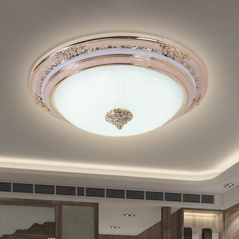 Sleek Glass Apricot Ceiling Lamp - LED Flush Mount Light, Bowl-Shape Simplicity - 14"/16"/19.5" Dia