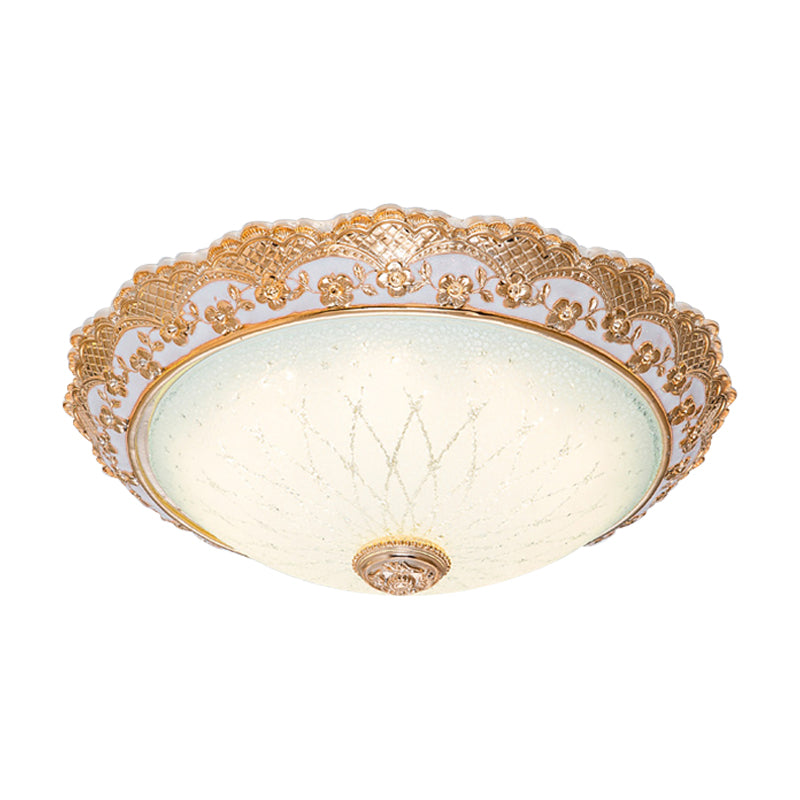 Plafonnier traditionnel en verre opalin doré - Luminaire encastré à DEL (14"/16"/19,5" W)