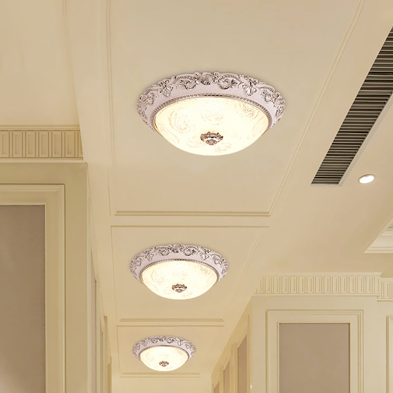 Classic Milk Glass Silver LED Flush Mount Ceiling Light, 16"/19.5" – Dome Hallway Lighting