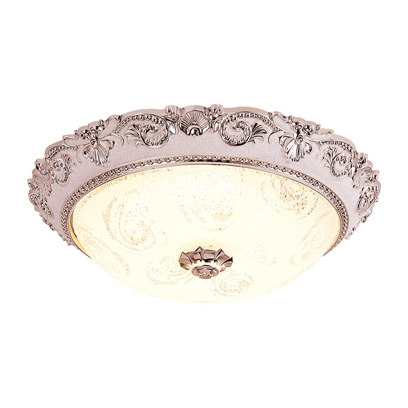 Classic Milk Glass Silver LED Flush Mount Ceiling Light, 16"/19.5" – Dome Hallway Lighting