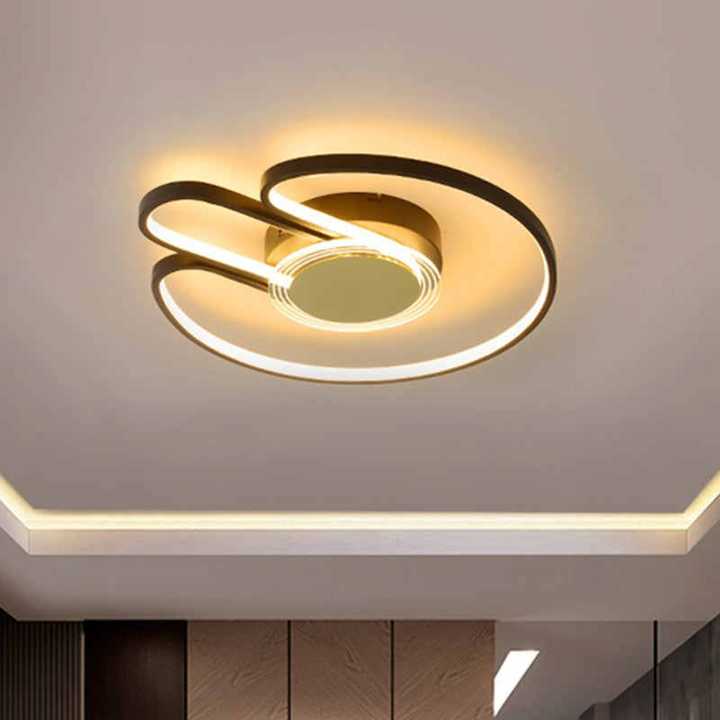 Modern Black/Gold Geometric Frame Flushmount - 16"/19.5" LED Metal Flush Mounted Lighting
