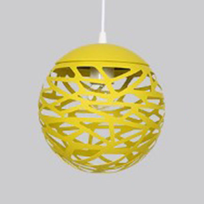 Modern 1-Head Candy Colored Hollow Pendant Lamp For Kids Bedroom Yellow / 8