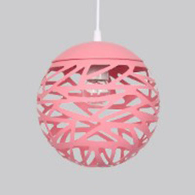 Modern 1-Head Candy Colored Hollow Pendant Lamp For Kids Bedroom Pink / 8