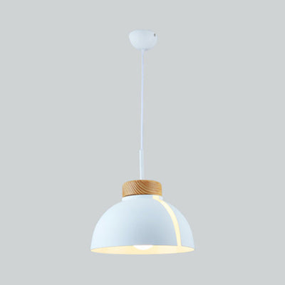 Nordic 1 Light Metal Shade Suspension Pendant - Pink/White/Black Dome Ceiling Light